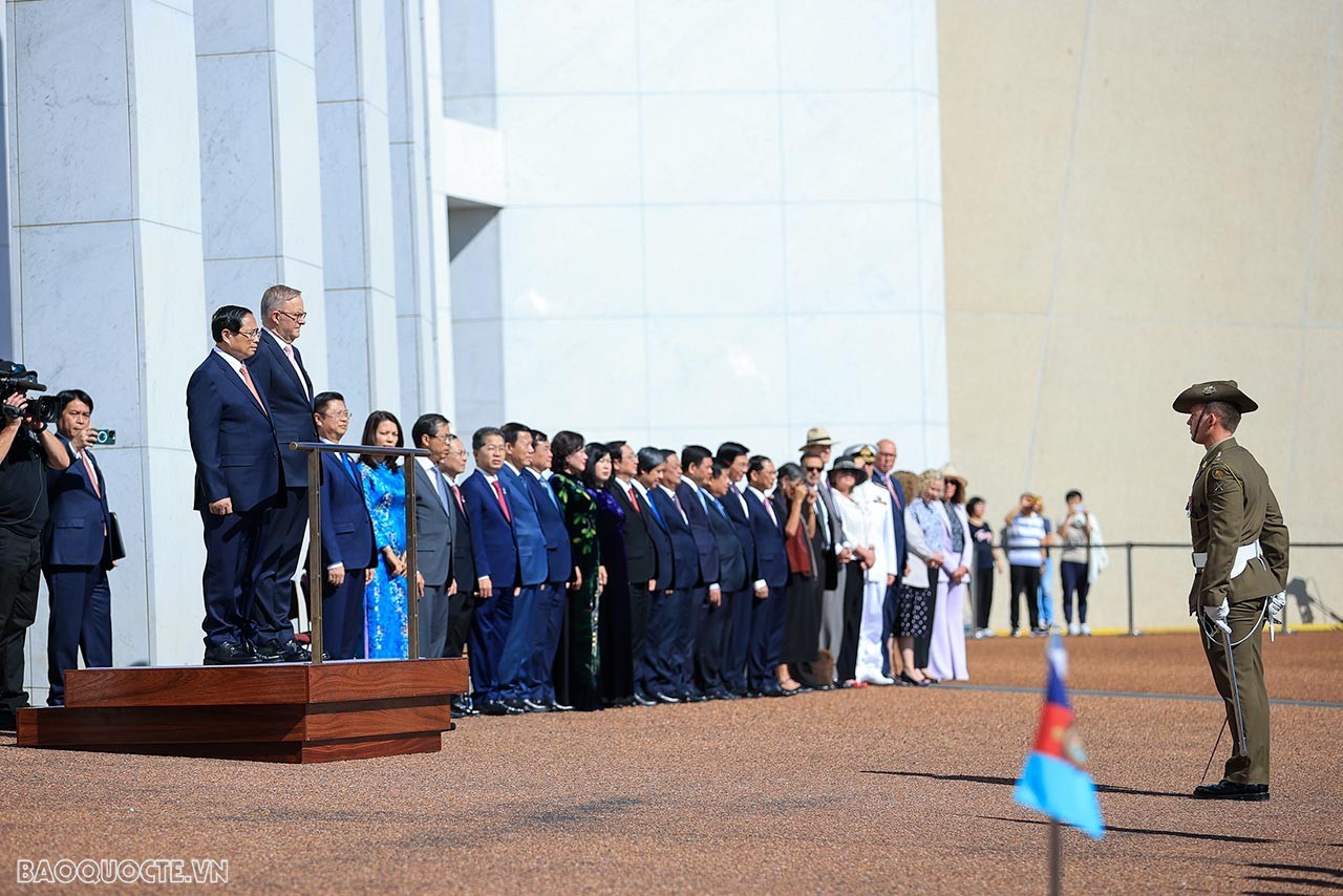 Welcome ceremony held for PM Pham Minh Chinh in Canberra