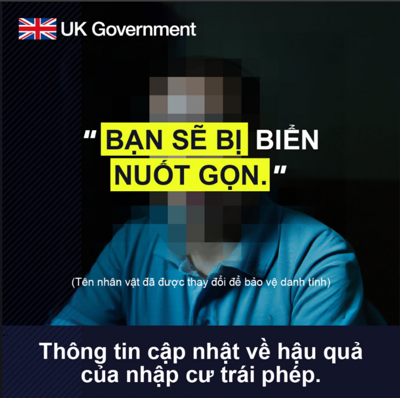 Chiến dịch này nhằm tuyên truyền cho người di cư về hậu quả của nhập cư trái phép vào Anh và ngăn chặn các chiêu trò của các nhóm tội phạm mua bán người. (Nguồn: Bộ Nội vụ Anh)