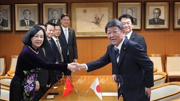 Party Politburo member Truong Thi Mai pays working visit to Japan