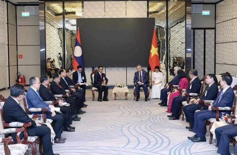President To Lam receives Laos front leader Sinlavong Khoutphaythoune in Vientiane President To Lam receives Laos front leader Sinlavong Khoutphaythoune in Vientiane