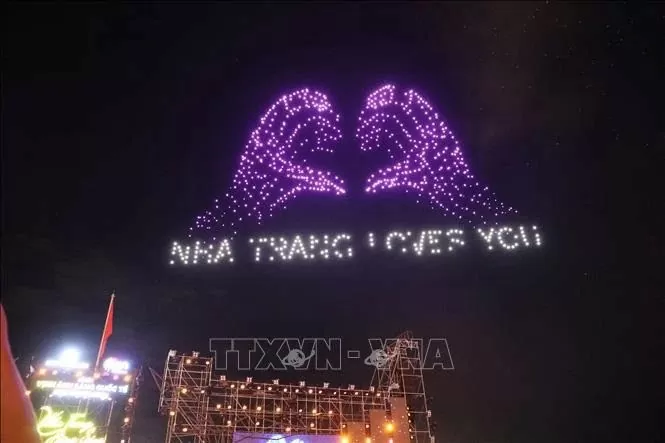 drone light performance at the opening night of the Ever Glamour Nha Trang 2024 Festival in Nha Trang, Khanh Hoa provine, on July 13. drone light performance at the opening night of the Ever Glamour Nha Trang 2024 Festival in Nha Trang, Khanh Hoa provine, on July 13.