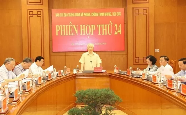 The Central Steering Committee for Prevention and Control of Corruption and Negative Phenomena convened its 24th meeting in Hà Nội on August 16, 2023 under the chair of Party General Secretary and Chairman of the committee Nguyễn Phú Trọng. VNA/VNS Photo Trí Dũng The Central Steering Committee for Prevention and Control of Corruption and Negative Phenomena convened its 24th meeting in Hà Nội on August 16, 2023 under the chair of Party General Secretary and Chairman of the committee Nguyễn Phú Trọng. VNA/VNS Photo Trí Dũng