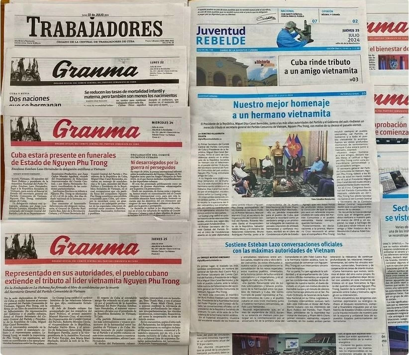 Granma, the official organ of the Communist Party of Cuba, and many other dailies have run a number of articles about Vietnamese Party General Secretary Nguyen Phu Trong on these days. (Photo: VNA) Granma, the official organ of the Communist Party of Cuba, and many other dailies have run a number of articles about Vietnamese Party General Secretary Nguyen Phu Trong on these days. (Photo: VNA)