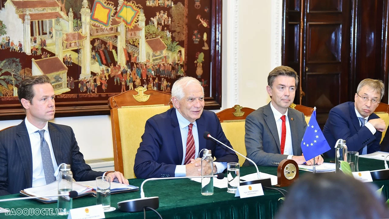 FM Bui Thanh Son, EC Vice President Josep Borrell Fontelles hold talks in Hanoi FM Bui Thanh Son, EC Vice President Josep Borrell Fontelles hold talks in Hanoi