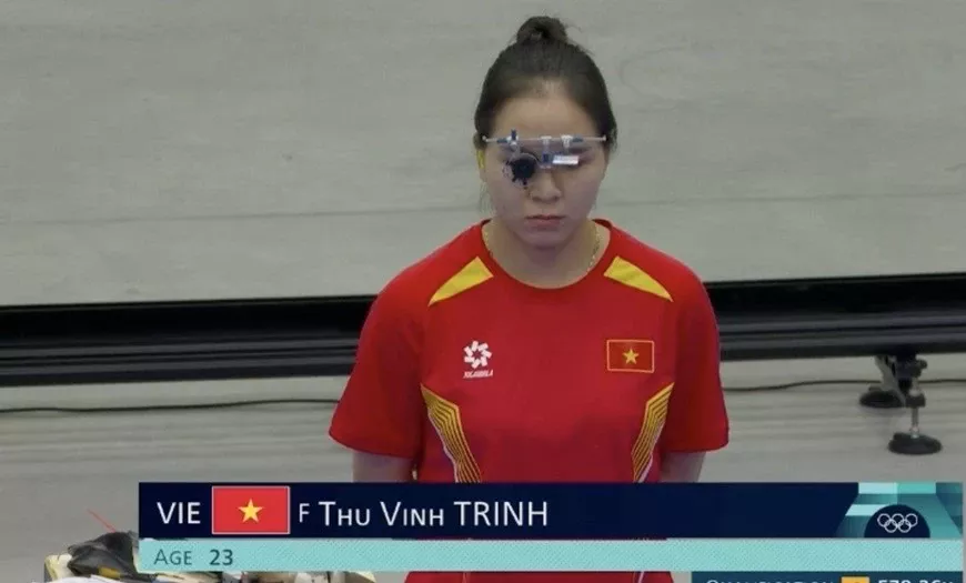 VĐV Trịnh Thu Vinh nỗ lực thi đấu tại Olympic Paris 2024. (Nguồn:  Olympics)