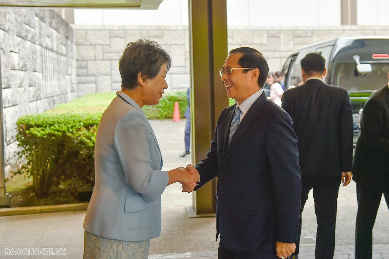 Japanese FM Kamikawa Yoko welcomed FM Bui Thanh Son in Tokyo Japanese FM Kamikawa Yoko welcomed FM Bui Thanh Son in Tokyo