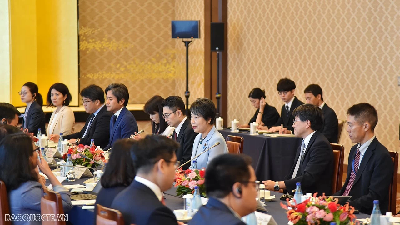 Japanese FM Kamikawa Yoko welcomed FM Bui Thanh Son in Tokyo Japanese FM Kamikawa Yoko welcomed FM Bui Thanh Son in Tokyo