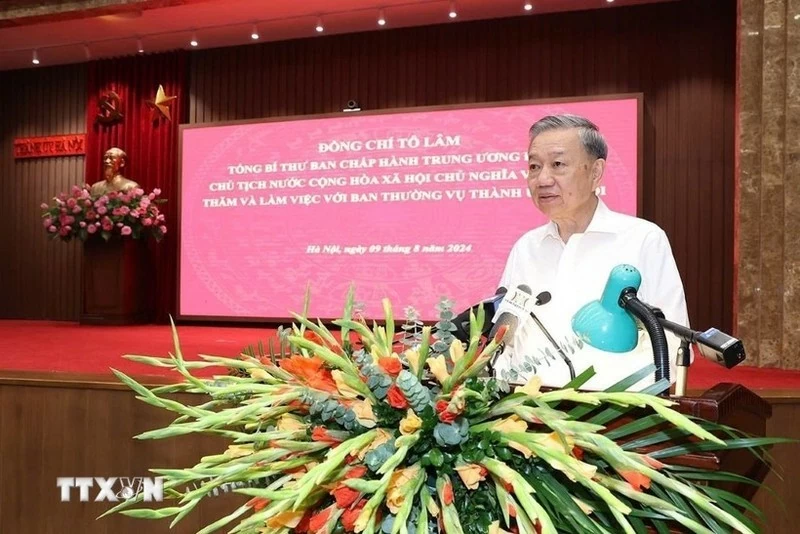 Party General Secretary and State President To Lam speaks at the working session with the Standing Board of the Hanoi Party Committee on August 9. (Photo: VNA) Party General Secretary and State President To Lam speaks at the working session with the Standing Board of the Hanoi Party Committee on August 9. (Photo: VNA)