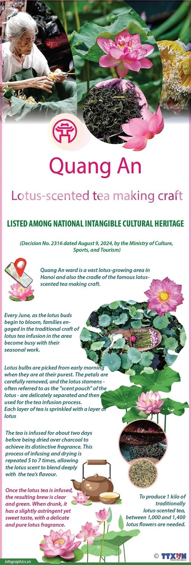 Quang An lotus-scented tea making craft listed among national intangible cultural heritage