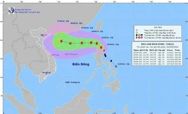 Typhoon Yagi's movements. Typhoon Yagi's movements.
