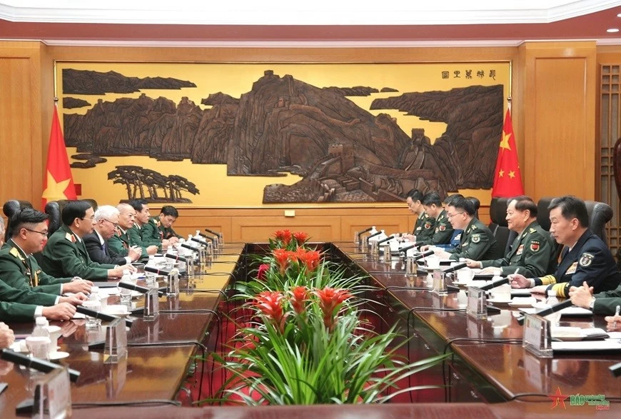 At the meeting between Minister of National Defence General Phan Van Giang and Vice Chairman of the Central Military Commission of China in Beijiing. At the meeting between Minister of National Defence General Phan Van Giang and Vice Chairman of the Central Military Commission of China in Beijiing.