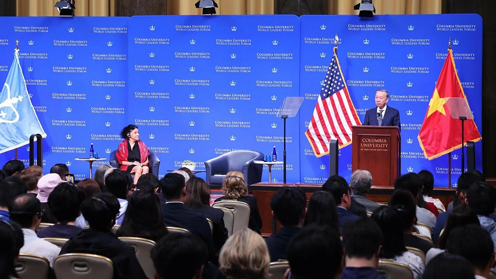 Tổng Bí thư, Chủ tịch nước Tô Lâm phát biểu chính sách tại Đại học Columbia. (Nguồn: TTXVN) Tổng Bí thư, Chủ tịch nước Tô Lâm phát biểu chính sách tại Đại học Columbia. (Nguồn: TTXVN)