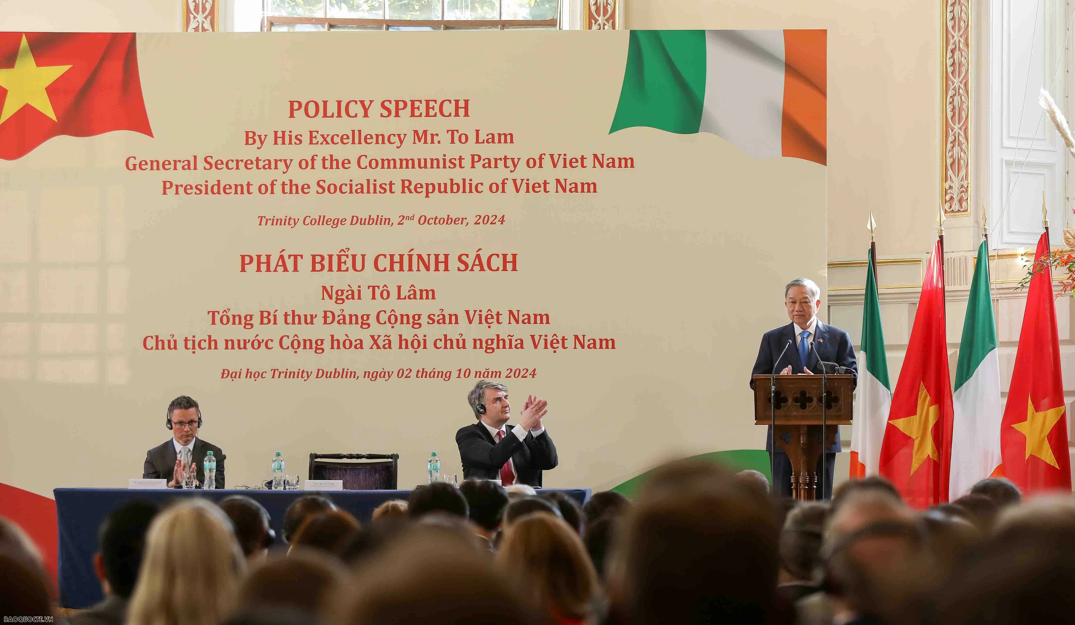 General Secretary, President To Lam visits Trinity College Dublin, delivering speech General Secretary, President To Lam visits Trinity College Dublin, delivering speech