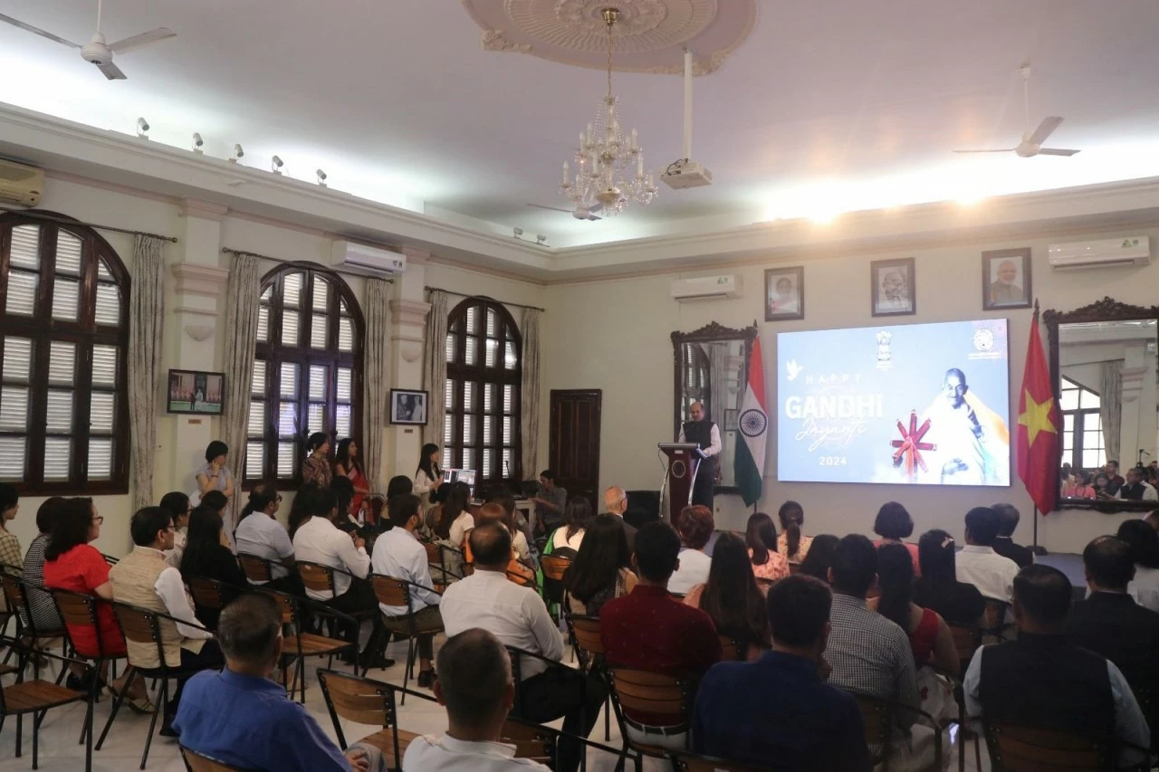 The 155th birth anniversary of Mahatma Gandhi in Hanoi. The 155th birth anniversary of Mahatma Gandhi in Hanoi.