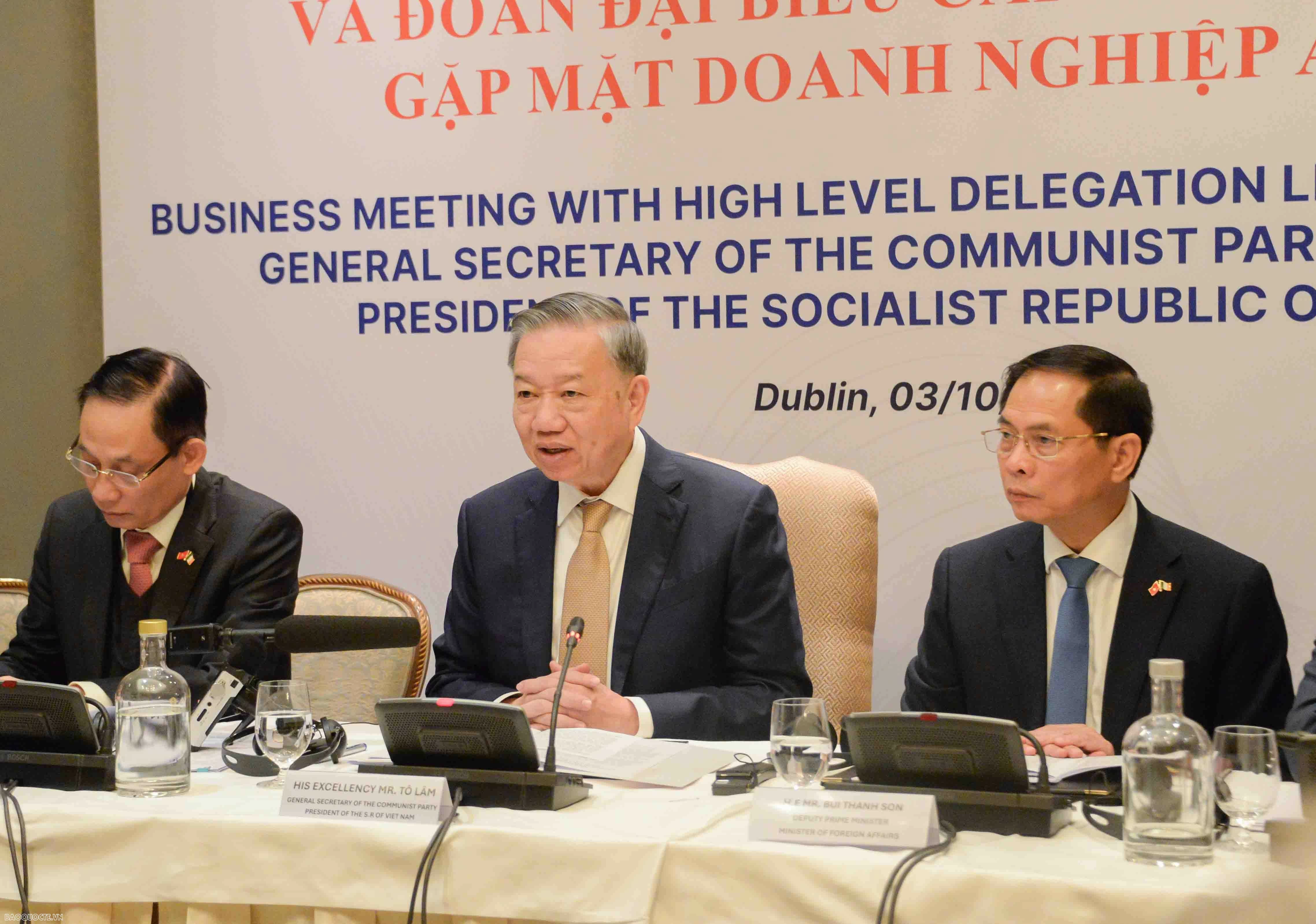 General Secretary, President To Lam calls for more Irish investments General Secretary, President To Lam calls for more Irish investments