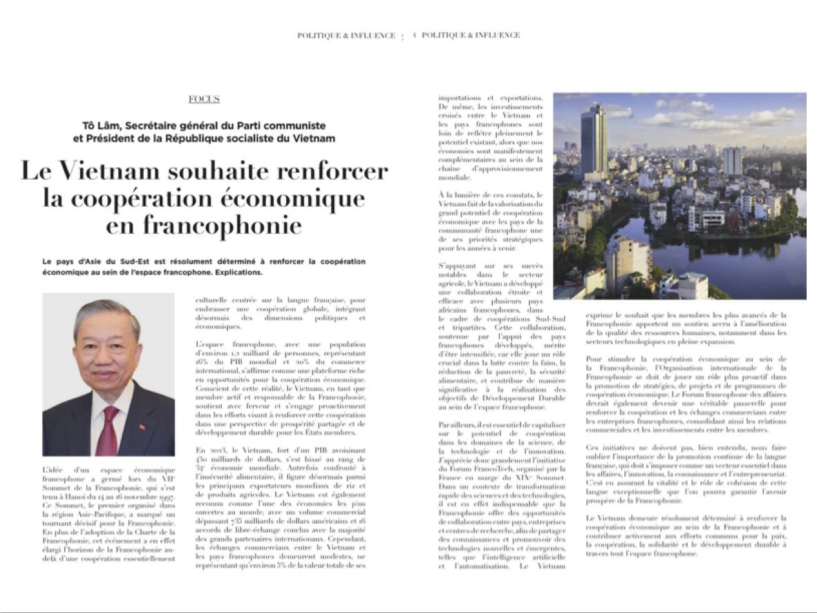Article by General Secretary, President To Lam on the occasion of the 19th Francophone Summit Article by General Secretary, President To Lam on the occasion of the 19th Francophone Summit