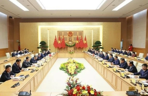 At the talks between Prime Minister Pham Minh Chinh and Chinese Premier Li Qiang. (Photo: VNA) At the talks between Prime Minister Pham Minh Chinh and Chinese Premier Li Qiang. (Photo: VNA)