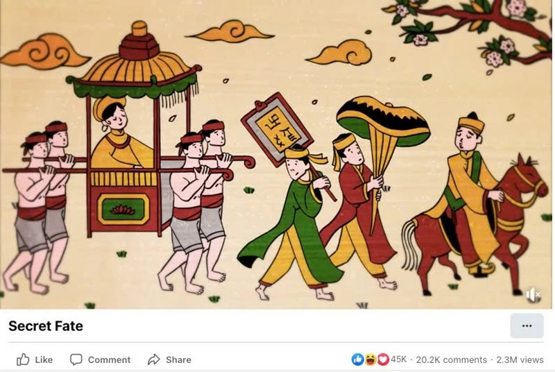 A video by F.Studio, which has garnered over 2 million views, draws inspiration from the artistic style of Dong Ho paintings. A video by F.Studio, which has garnered over 2 million views, draws inspiration from the artistic style of Dong Ho paintings.
