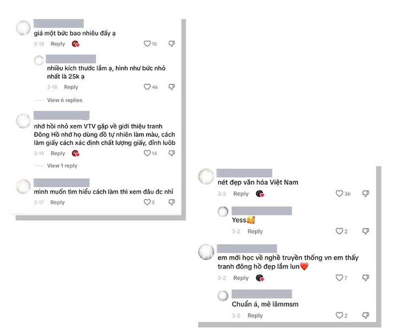 TikTok creators have received enthusiastic responses from young viewers for their content showcasing the culture of Dong Ho paintings. TikTok creators have received enthusiastic responses from young viewers for their content showcasing the culture of Dong Ho paintings.