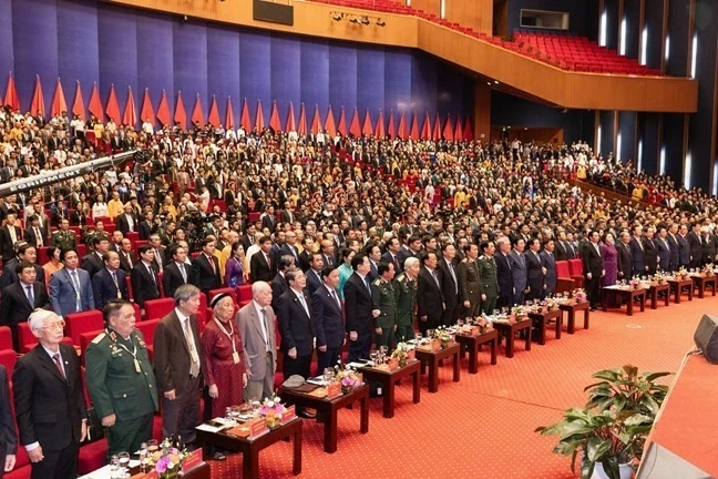 Delegates attending the flag salute ceremony. Delegates attending the flag salute ceremony.