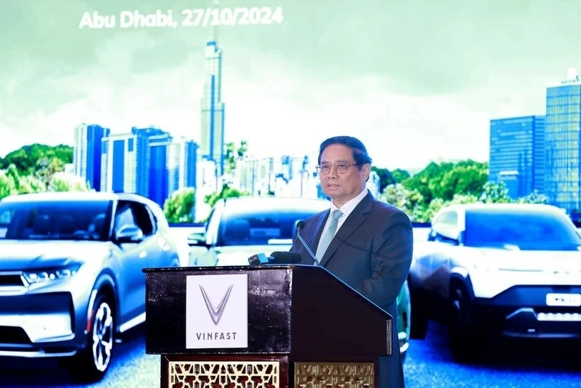PM Pham Minh Chinh attends ceremony launching Vinfast vehicles in UAE PM Pham Minh Chinh attends ceremony launching Vinfast vehicles in UAE
