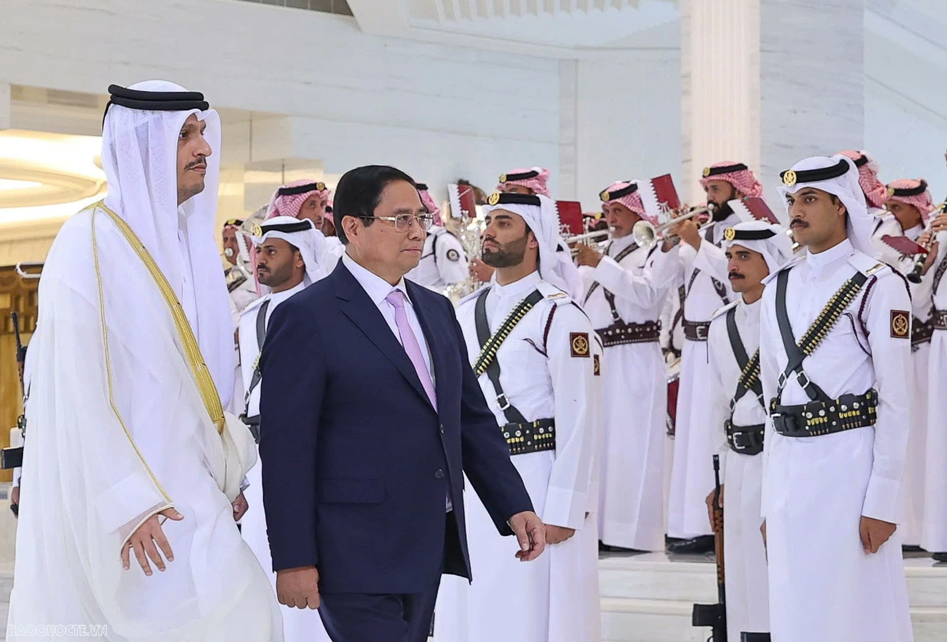 Welcome ceremony held for Prime Minister Pham Minh Chinh in Doha Welcome ceremony held for Prime Minister Pham Minh Chinh in Doha