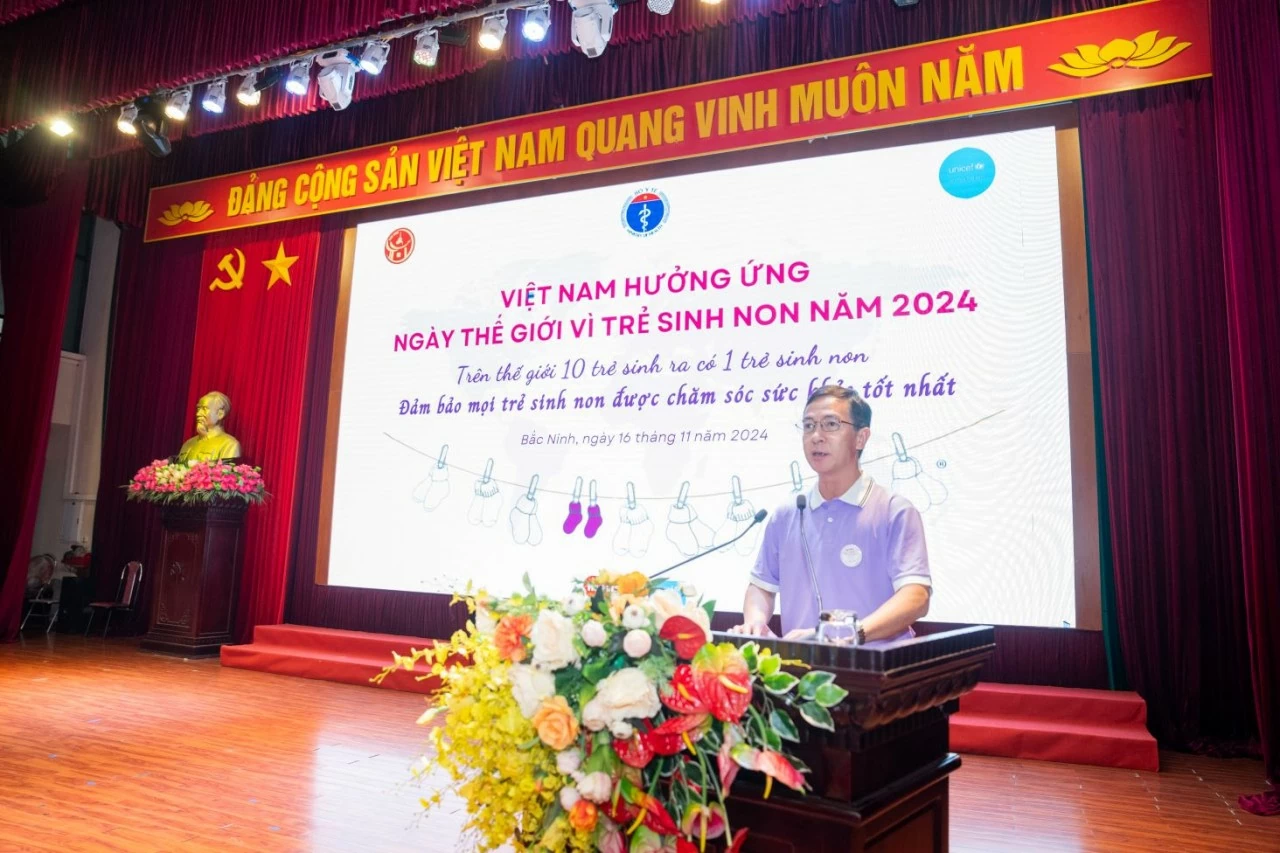 Thứ trưởng Bộ Y tế Trần Văn Thuấn phát biểu tại sự kiện nhân Ngày thế giới Vì trẻ sinh non 2024. (Nguồn: UNICEF) Thứ trưởng Bộ Y tế Trần Văn Thuấn phát biểu tại sự kiện nhân Ngày thế giới Vì trẻ sinh non 2024. (Nguồn: UNICEF)