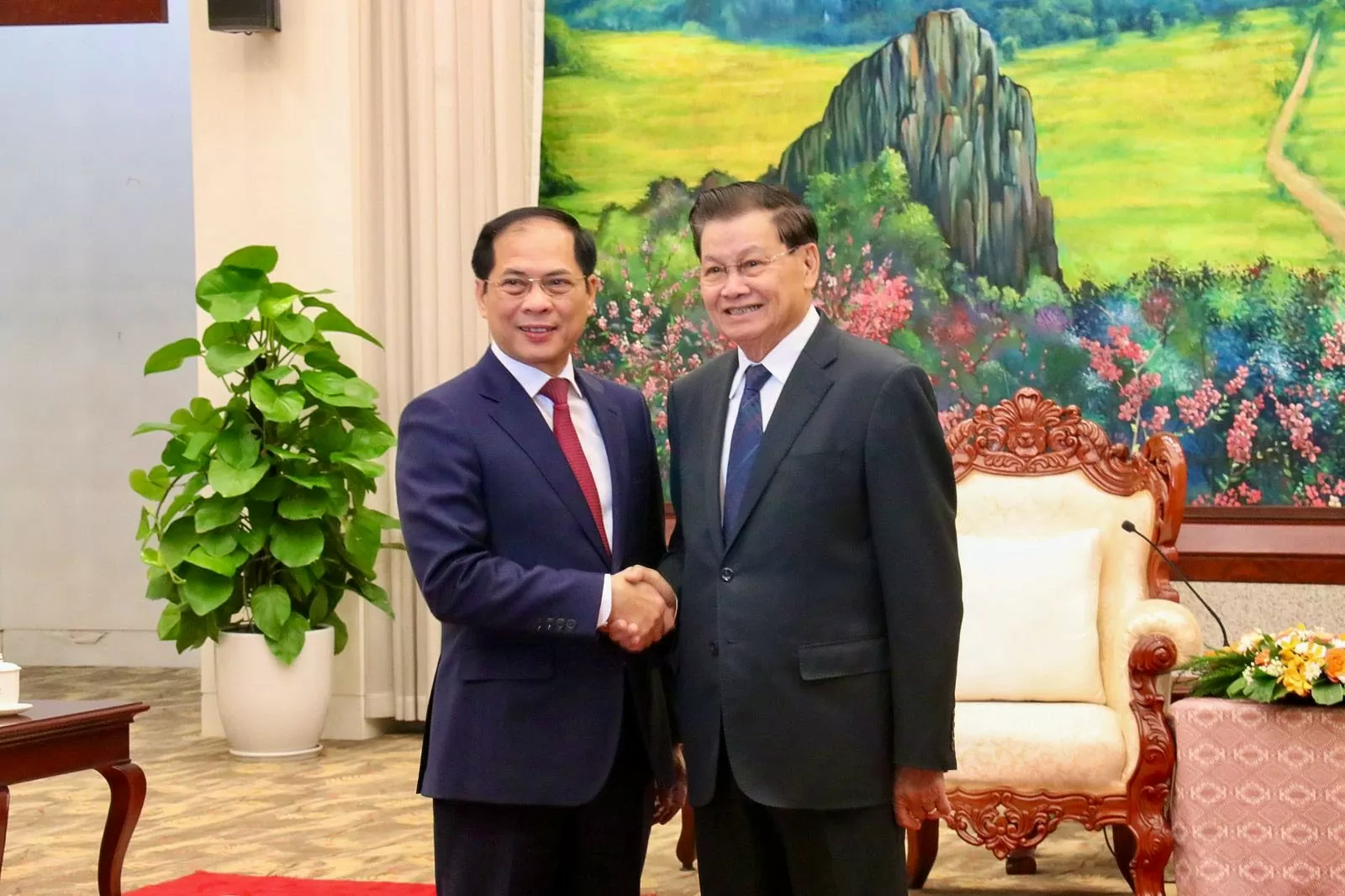 Deputy PM, Foreign Minister Bui Thanh Son had meetings with Lao leaders in Vientiane