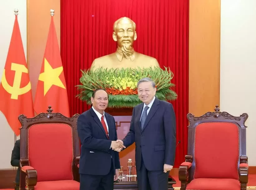 Tổng Bí thư Tô Lâm tiếp Phó Thủ tướng, Bộ trưởng Công an Lào Vilay Lakhamphong Party General Secretary To Lam welcomes Lao Deputy PM, Minister of Public Security