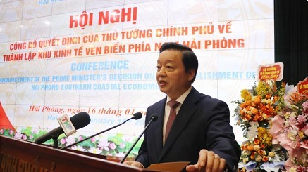 Deputy PM Tran Hong Ha announced establishment of Hai Phong Southern Coastal Economic Zone