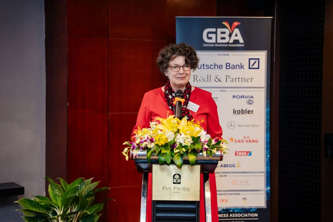 German Ambassador to Vietnam Helga Margarete Barth speaks at the event. (Photo: GBA) German Ambassador to Vietnam Helga Margarete Barth speaks at the event. (Photo: GBA)
