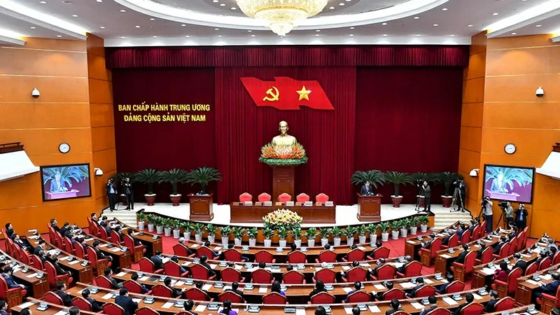 Toàn cảnh phiên bế mạc Hội nghị Ban Chấp hành Trung ương Đảng khóa XIII. (Nguồn: nhandan.vn)