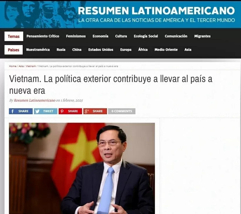 Argentine newspaper says foreign policy propels Vietnam into new era