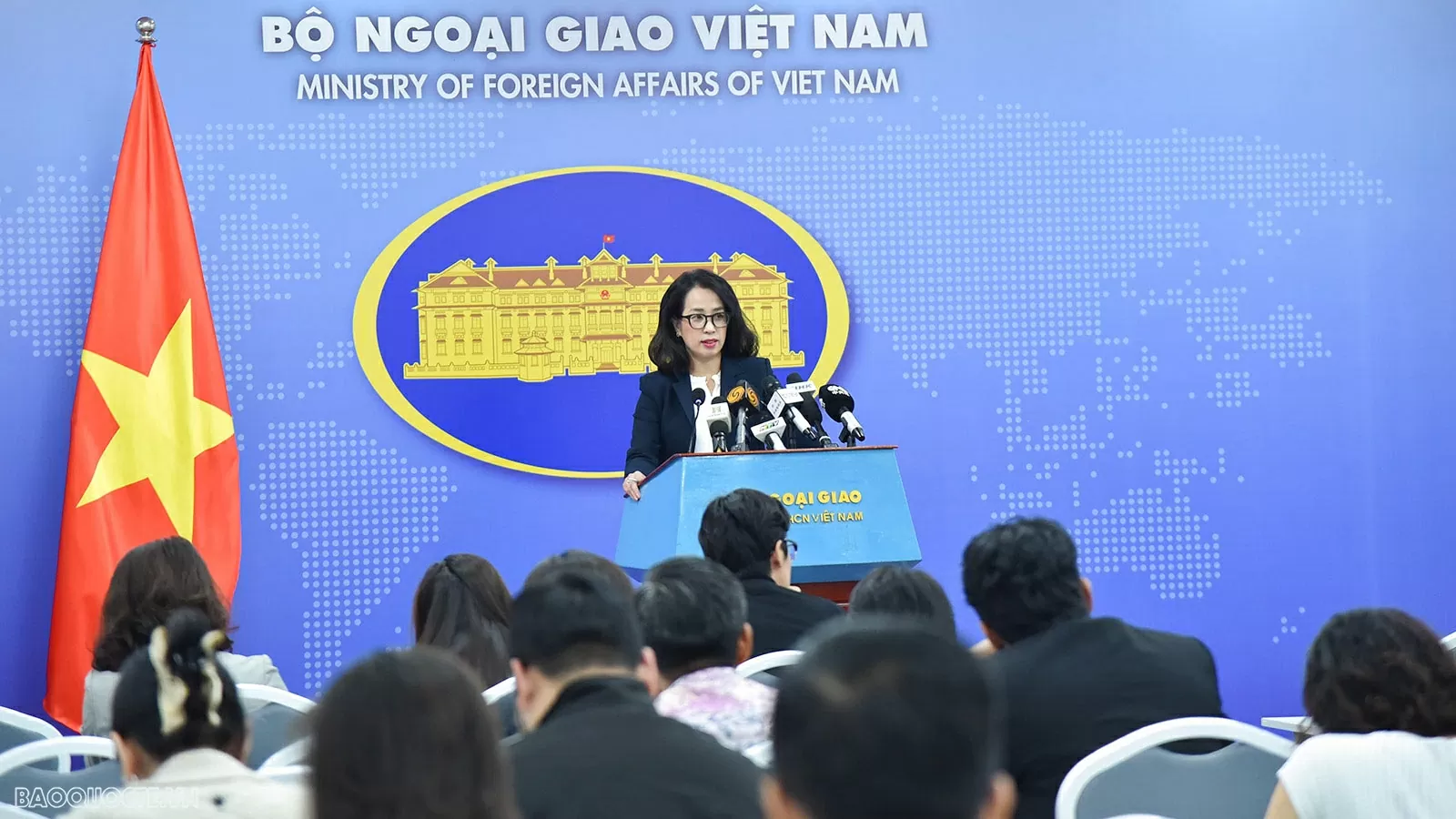 Người Phát ngôn Bộ Ngoại giao Việt Nam Phạm Thu Hằng nêu rõ Việt Nam mong muốn cùng Hoa Kỳ tiếp tục triển khai thực chất, hiệu quả các hoạt động hợp tác của USAID. (Ảnh: Anh Sơn)