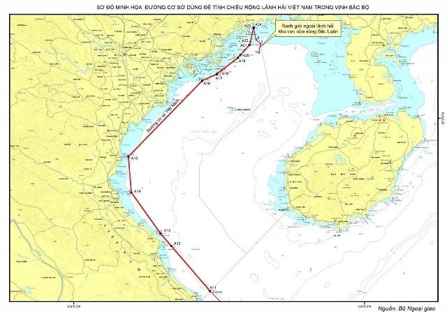 Vietnamese Government issued a declaration establishing the baseline for determining territorial waters width in Gulf of Tonkin