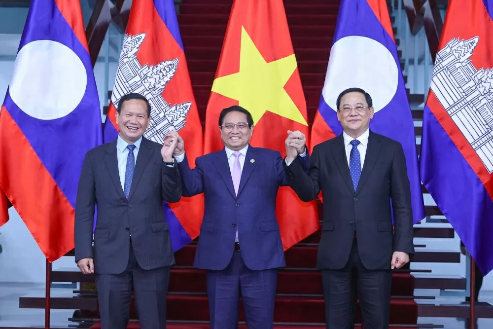 Thủ tướng Phạm Minh Chính gặp làm việc với Thủ tướng Campuchia Hun Manet và Thủ tướng Lào Sonexay Siphandone - Ảnh: VGP/Nhật Bắc Thủ tướng Phạm Minh Chính gặp làm việc với Thủ tướng Campuchia Hun Manet và Thủ tướng Lào Sonexay Siphandone - Ảnh: VGP/Nhật Bắc