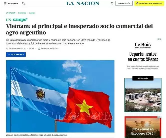 Vietnam – key agricultural trade partner of Argentina: newspaper Vietnam – key agricultural trade partner of Argentina: newspaper