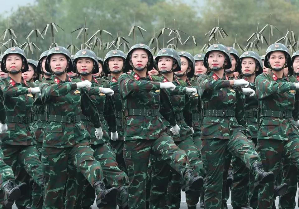 Military parade rehearsal for 50th anniversary of southern liberation