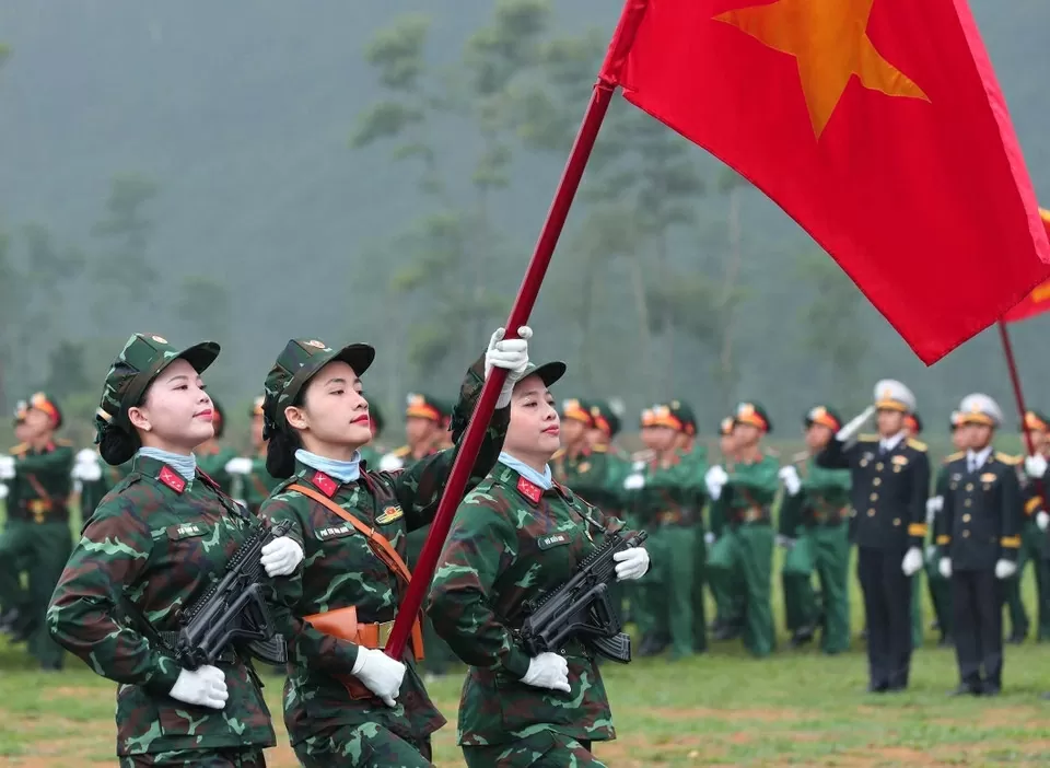 Military parade rehearsal for 50th anniversary of southern liberation