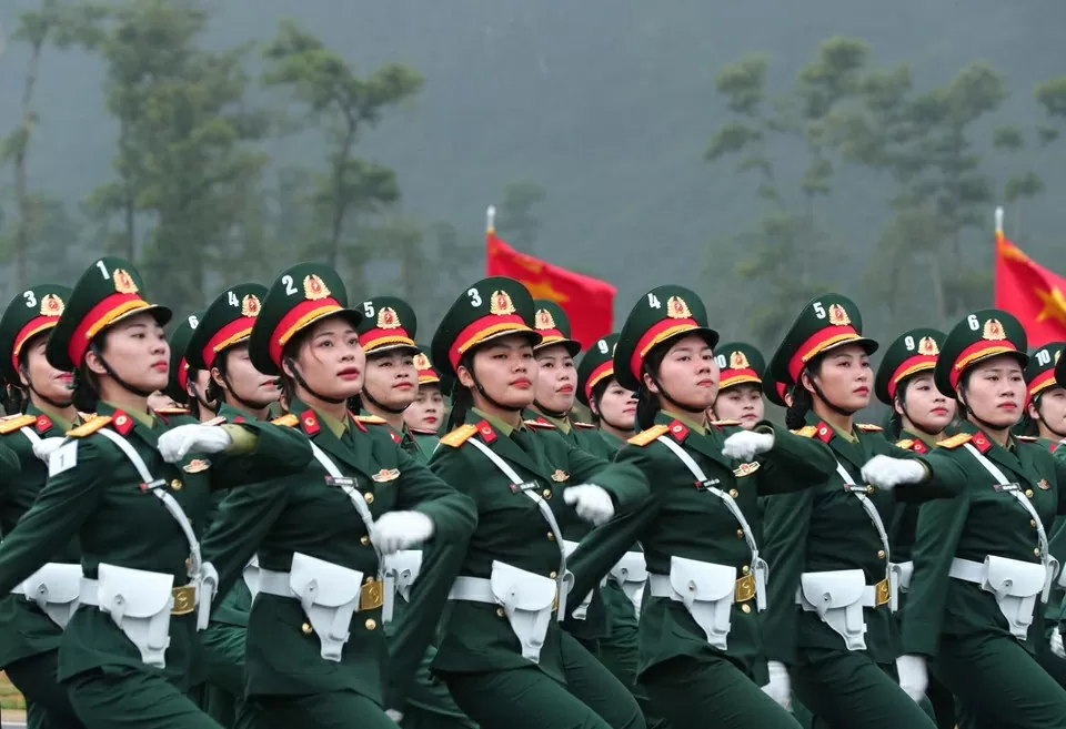 Military parade rehearsal for 50th anniversary of southern liberation
