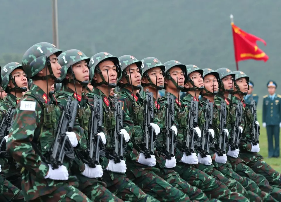 Military parade rehearsal for 50th anniversary of southern liberation