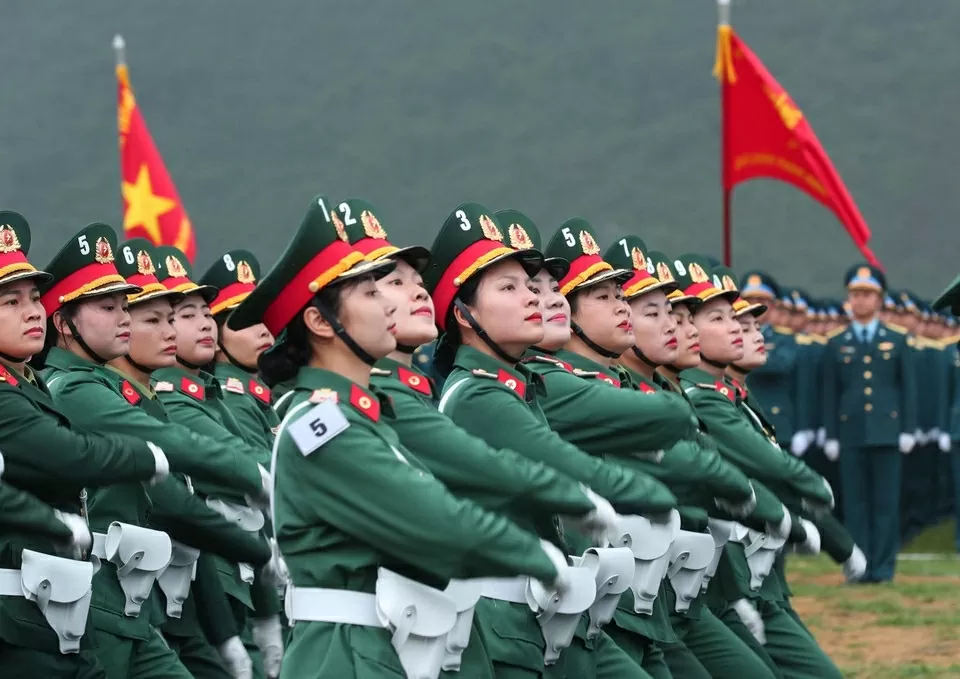 Military parade rehearsal for 50th anniversary of southern liberation