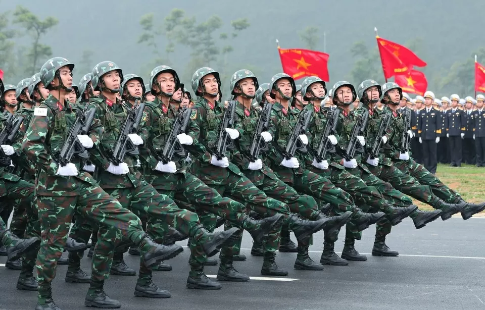 Military parade rehearsal for 50th anniversary of southern liberation