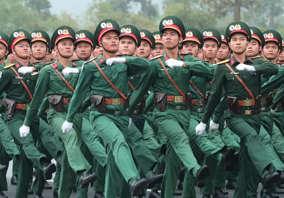 Military parade rehearsal for 50th anniversary of southern liberation