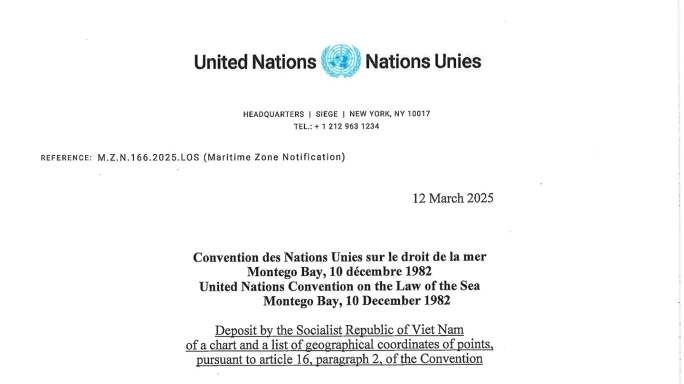 UN chief confirms Vietnam’s deposit of chart, geographical coordinates of points for baseline in Gulf of Tonkin