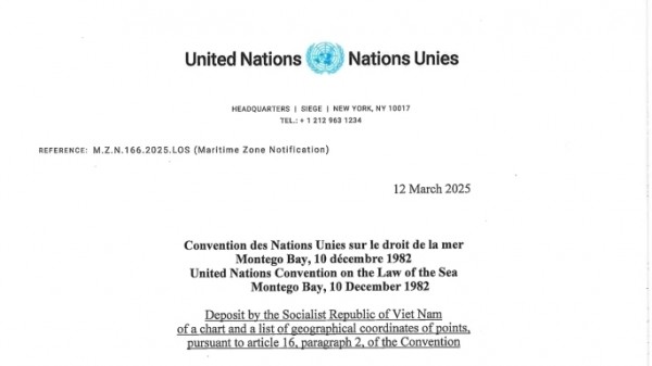 UN chief confirms Vietnam’s deposit of chart, geographical coordinates of points for baseline in Gulf of Tonkin