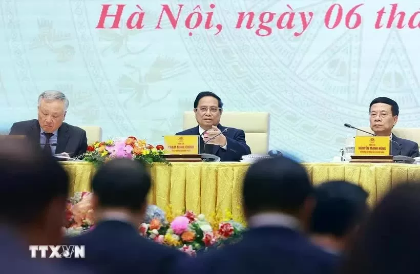 Prime Minister Pham Minh Chinh chairs a meeting to review the activities of the National Committee for Digital Transformation and Project 06. (Photo: VNA) Prime Minister Pham Minh Chinh chairs a meeting to review the activities of the National Committee for Digital Transformation and Project 06. (Photo: VNA)