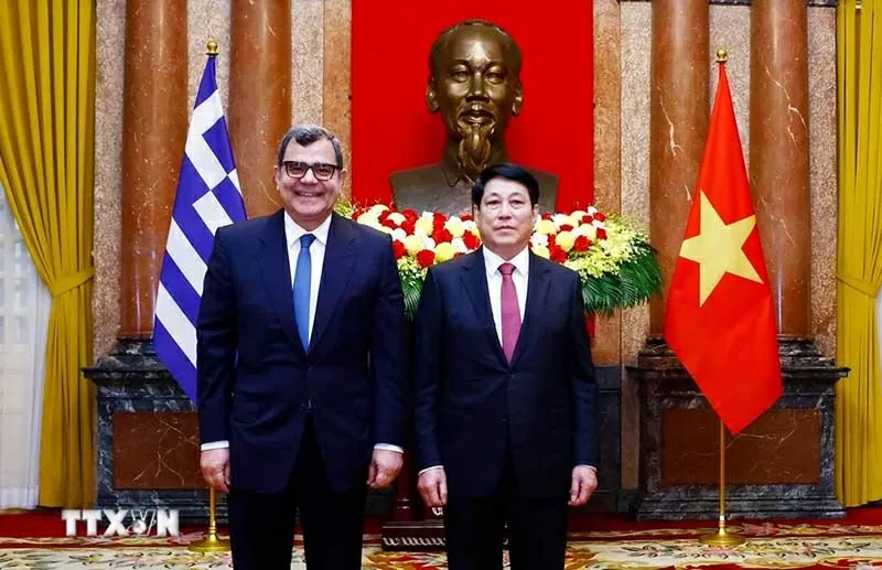President Luong Cuong welcomes  Ambassadors of Greece, Colombia, Panama, and six other non-resident Ambassadors