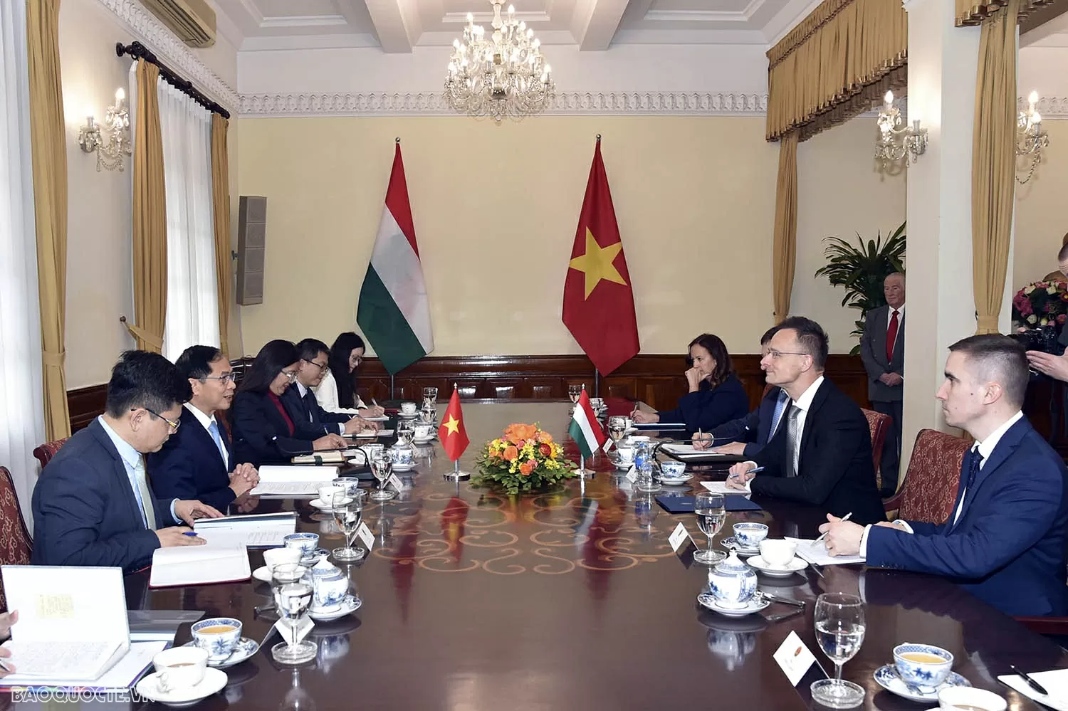 Deputy PM, FM Bui Thanh Son welcomes Hungarian Minister of Foreign Affairs and Trade Szijjártó Péter Deputy PM, FM Bui Thanh Son welcomes Hungarian Minister of Foreign Affairs and Trade Szijjártó Péter