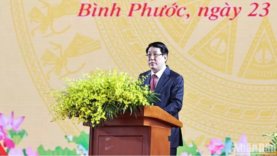 Chủ tịch nước Lương Cường phát biểu tại Lễ kỷ niệm. (Nguồn: Báo Nhân Dân) Chủ tịch nước Lương Cường phát biểu tại Lễ kỷ niệm. (Nguồn: Báo Nhân Dân)